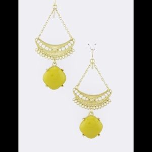 Filigree Moon & Yellow Square Dangle,NWT